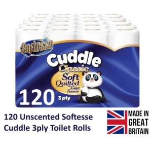 【NO. 1 sale !!! over 10000 sold !!!!】 120 Panda Cuddle SOFTEESE 3PLY Toilet Tissue - White Soft Quilted Toilet Paper 10X12pk Lightweight Sheets flushable bathroom
