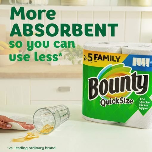 Bounty 16 Family Rolls Quick Size Paper White Towels (=40 Regular Rolls)-toilet paper - Image 2