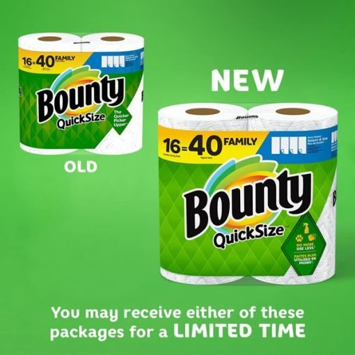Bounty 16 Family Rolls Quick Size Paper White Towels (=40 Regular Rolls)-toilet paper - Image 3
