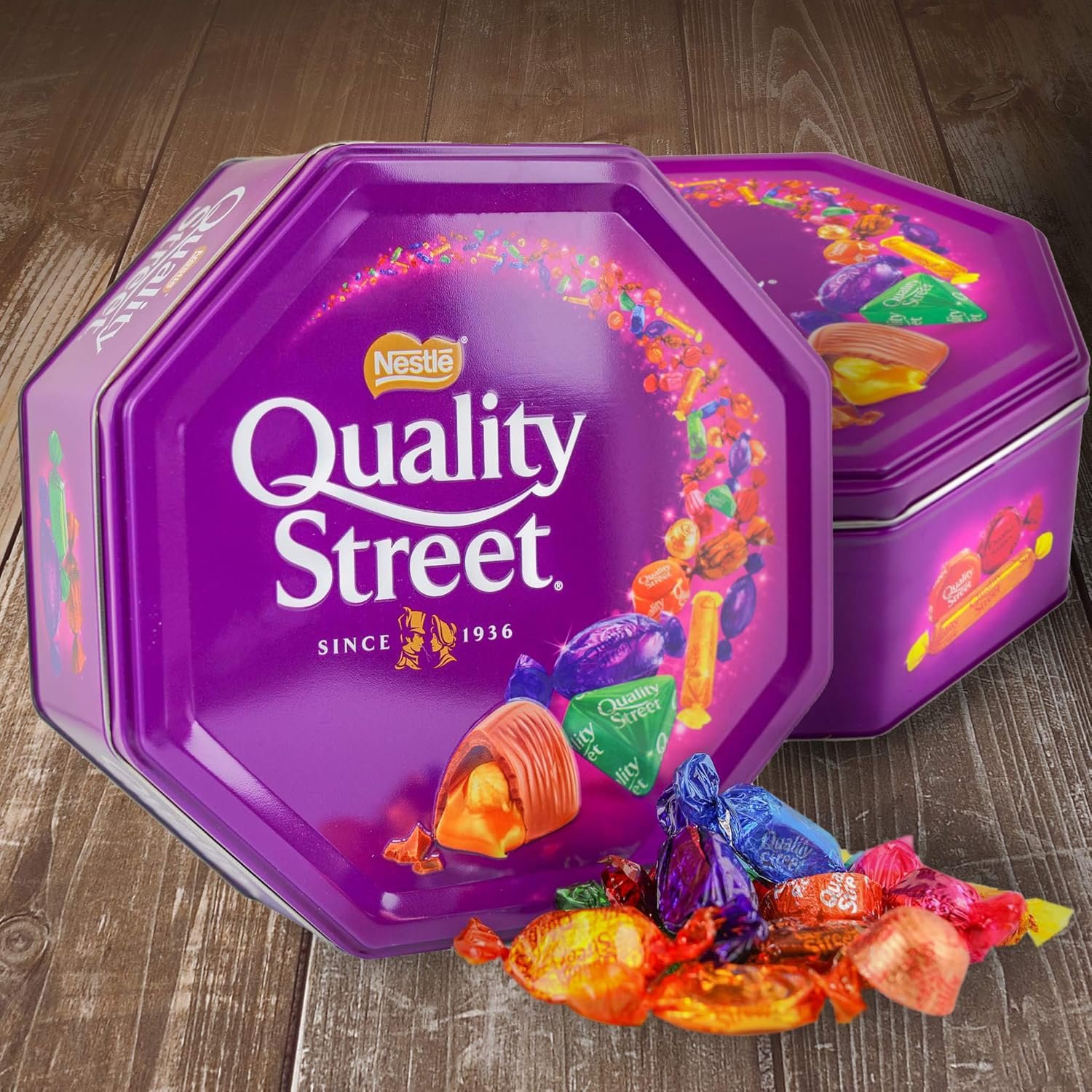Nestle Quality Street Assorted Chocolate Decorative Metal Tin, 2lb